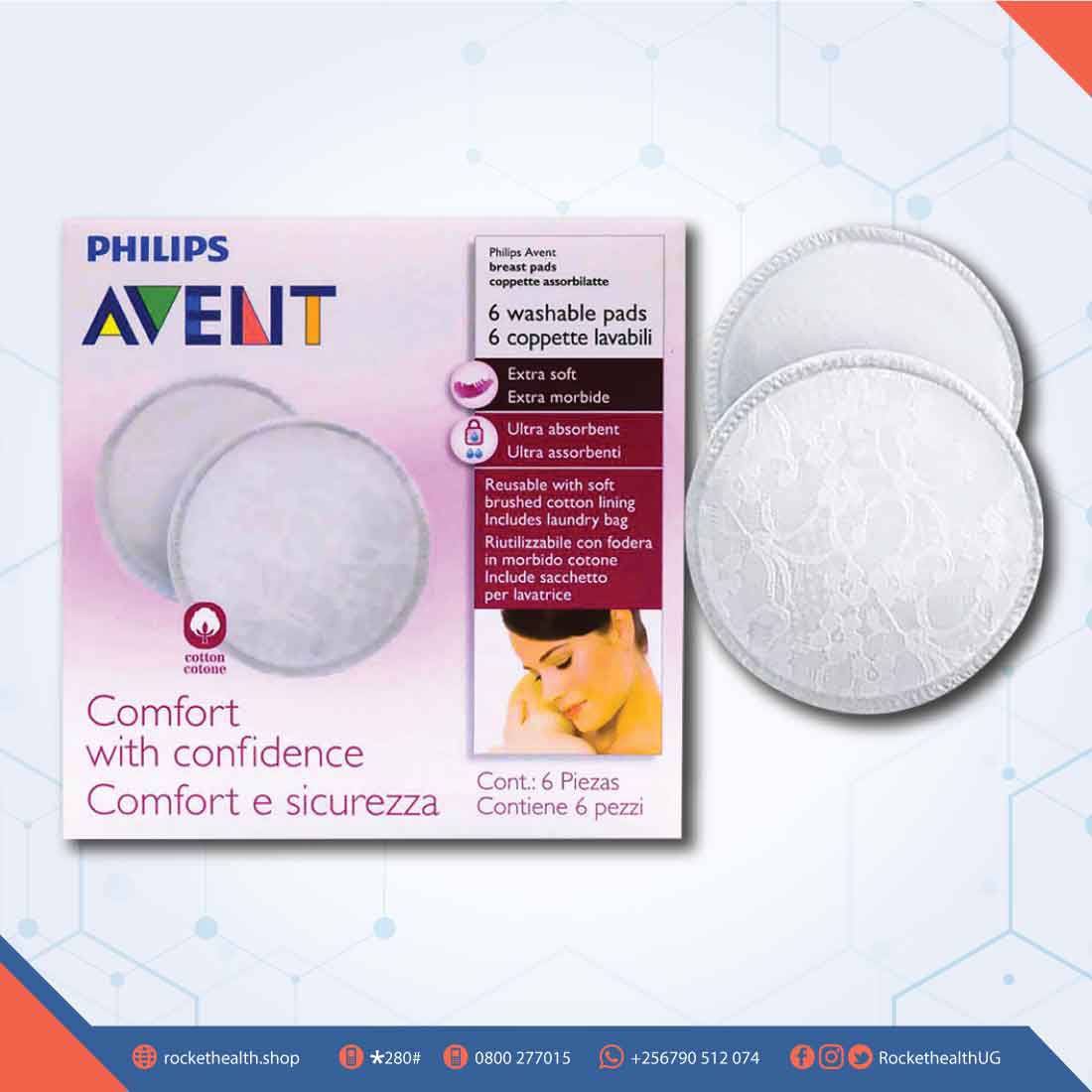 Avent Breast Pads, Washable - 6 pads
